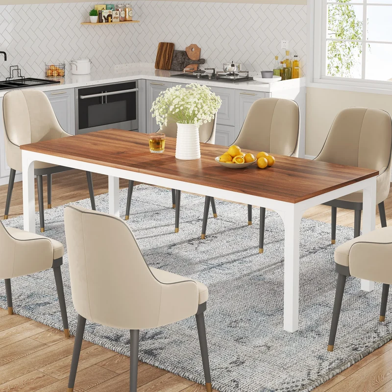 Table de salle à manger Émilie — bois, style industriel, rectangulaire