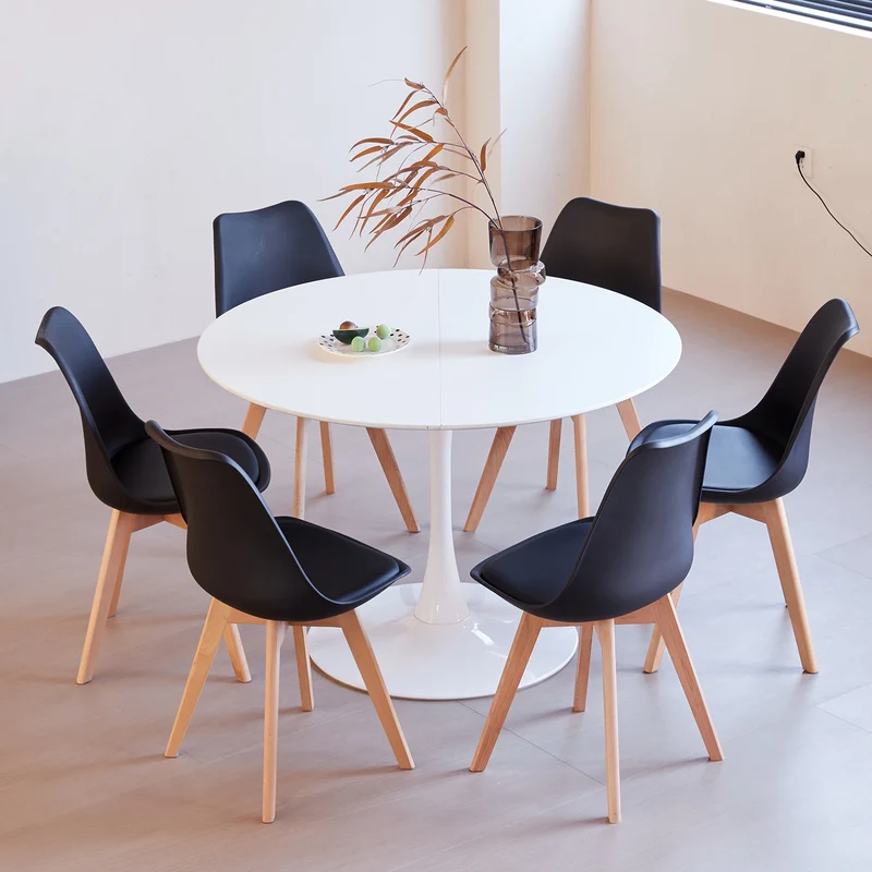 Table basse Éléna — finition noir, ronde, lot de 6