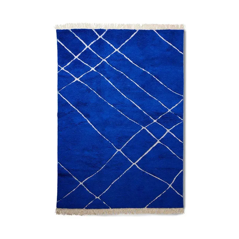 Tapis Cobalt en Laine Fait Main - Bleu Profond