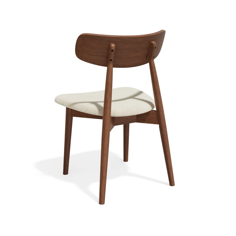 Lot de 2 chaises SEPIA velours chenillé crème et pieds noyer