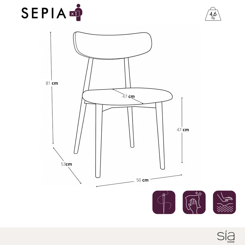 Lot de 2 chaises SEPIA velours chenillé crème et pieds noir