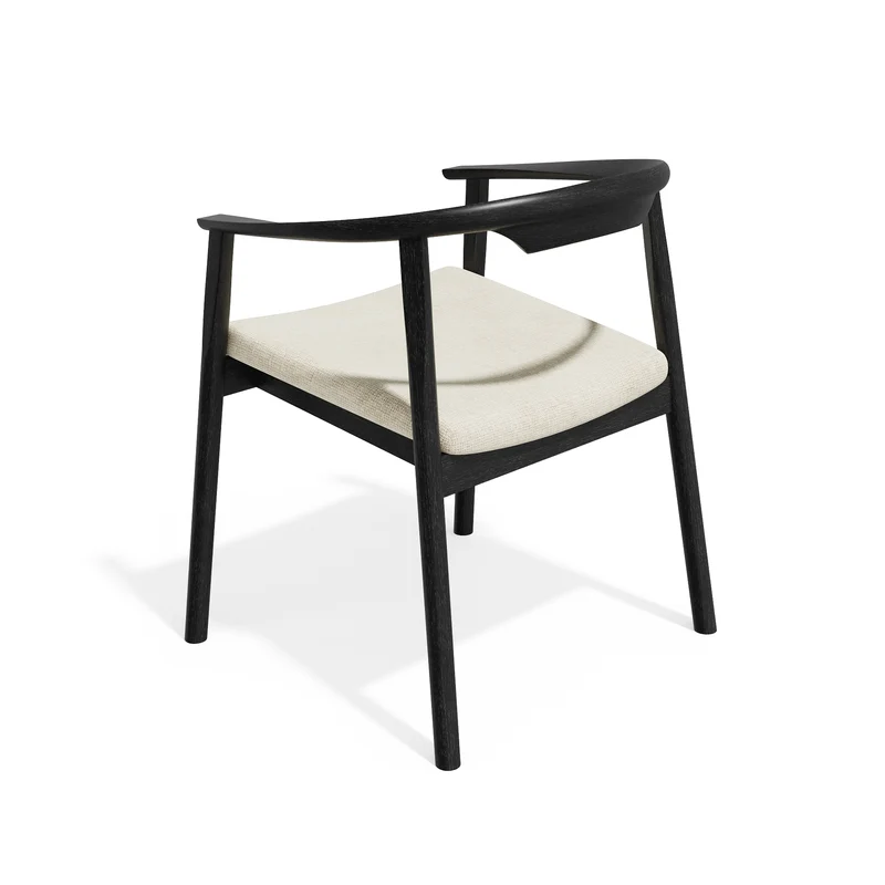 Lot de 2 chaises LORO velours chenillé crème et pieds noirs