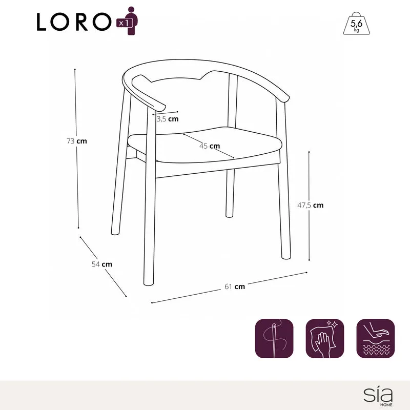 Lot de 2 chaises LORO velours chenillé crème et pieds noyer