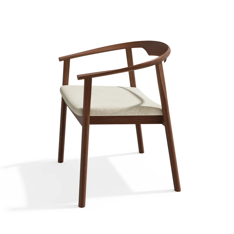Lot de 2 chaises LORO velours chenillé crème et pieds noyer
