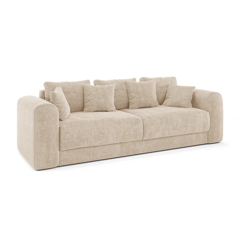 Canapé convertible 3,4 places avec coffre RIO Tissu tramé