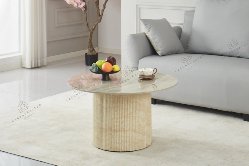 Table basse - Effet Travertin - Famous