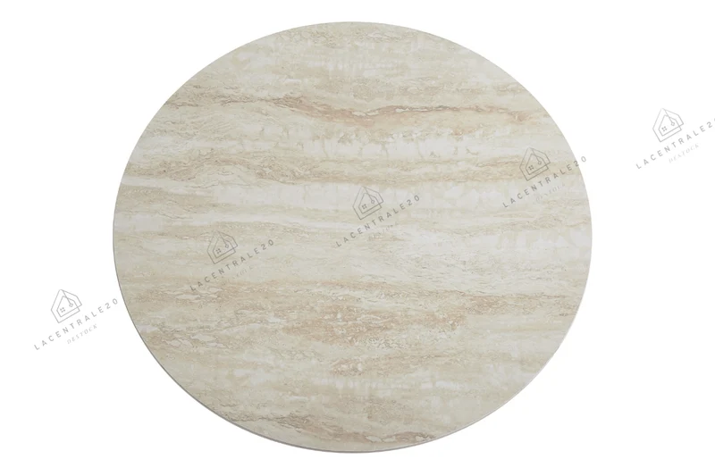 Table basse - Effet travertin et Noyer - Famous