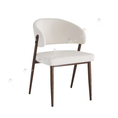 Chaise salle à manger beige – pied métal effet noyer – Lot de 2/4/6/8 – Lamia