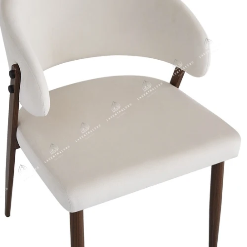 Chaise salle à manger beige – pied métal effet noyer – Lot de 2/4/6/8 – Lamia
