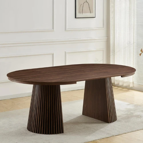 Table à manger - Extensible - Effet Noyer - Ronde - Siena