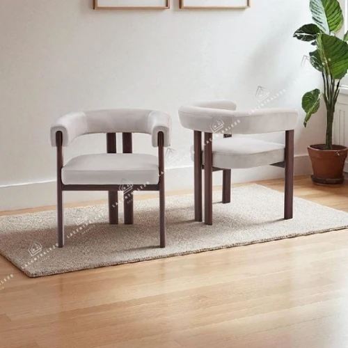 Chaise salle à manger – Pied effet bois noyer – Lot de 2 – Tina