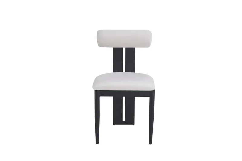 Chaise salle à manger – velours beige - pied métal noir – Lot de 2 / 4 – Boudin