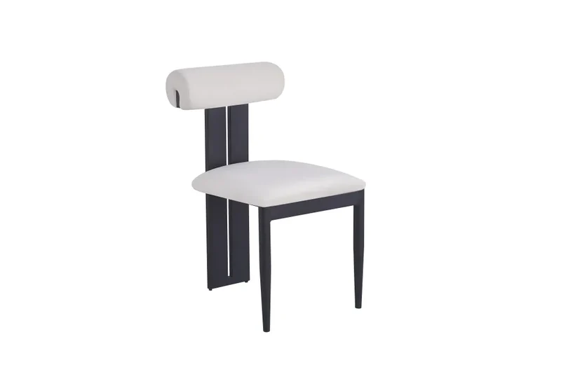 Chaise salle à manger – velours beige - pied métal noir – Lot de 2 / 4 – Boudin