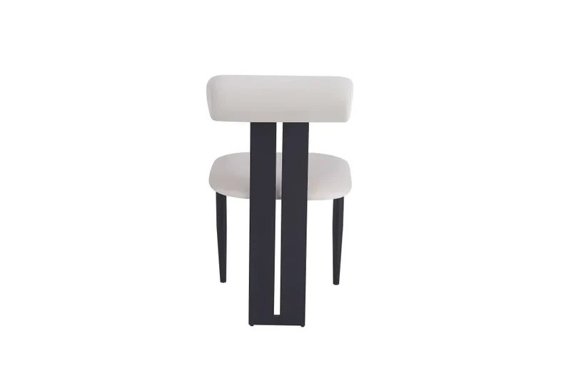 Chaise salle à manger – velours beige - pied métal noir – Lot de 2 / 4 – Boudin