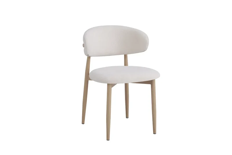 Chaise salle à manger – tissu beige - pied effet bois grain – Lot de 2/4 – Lucile