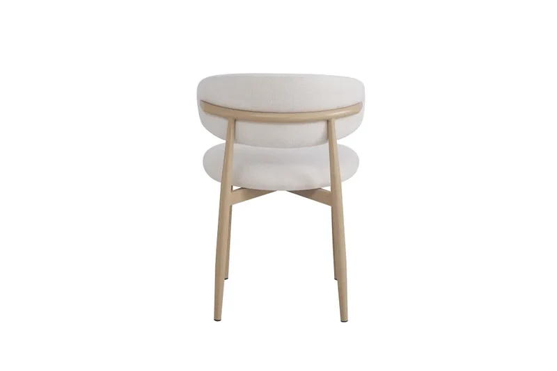 Chaise salle à manger – tissu beige - pied effet bois grain – Lot de 2/4 – Lucile