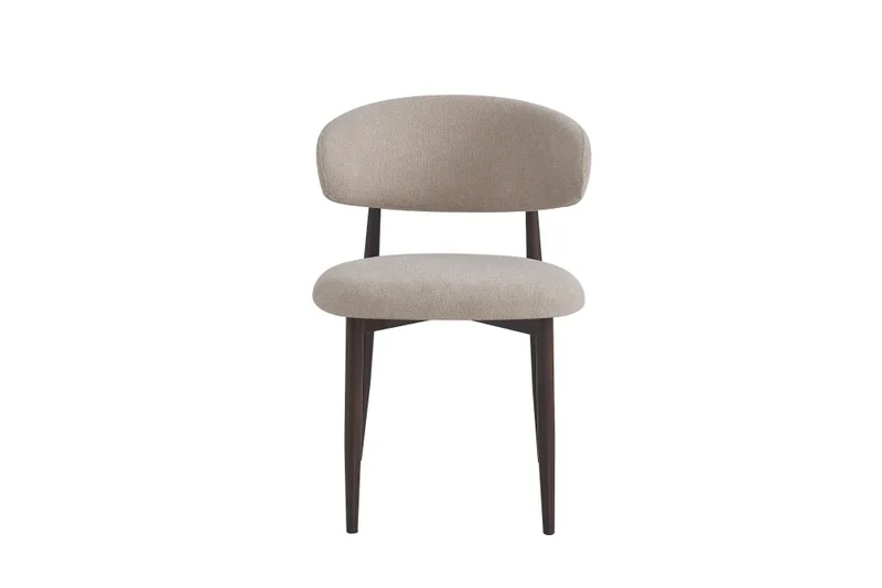 Chaise salle à manger – tissu moka - pied effet noyer grain – Lot de 2/4 – Lucile