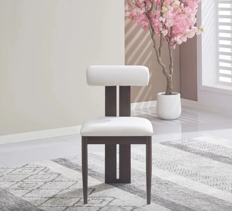 Chaise salle à manger – velours beige - pied effet noyer – Lot de 2/4 – Boudin