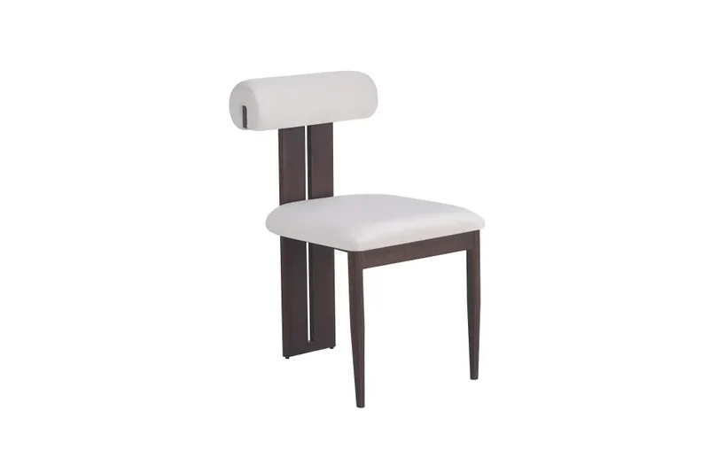 Chaise salle à manger – velours beige - pied effet noyer – Lot de 2/4 – Boudin