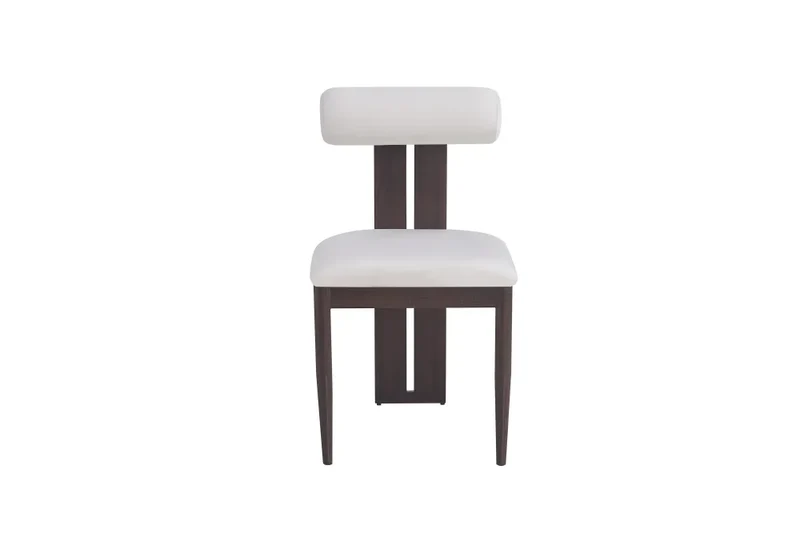 Chaise salle à manger – velours beige - pied effet noyer – Lot de 2/4 – Boudin