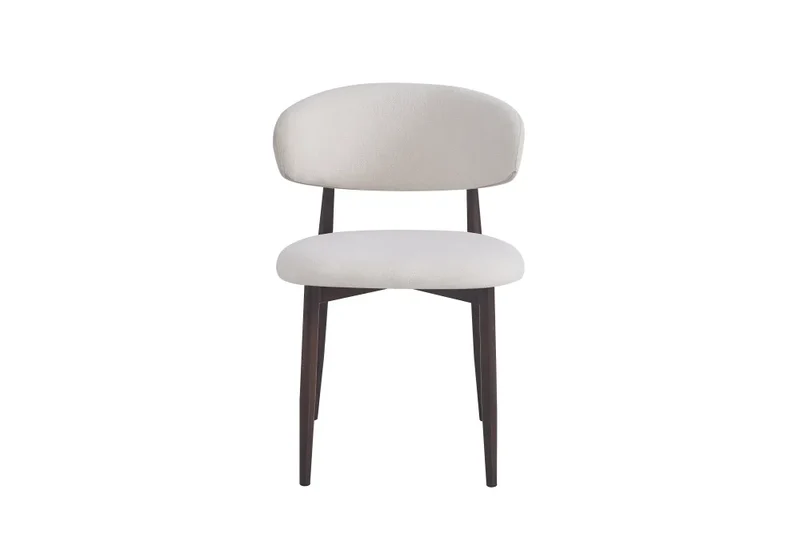 Chaise salle à manger – tissu beige - pied effet noyer grain – Lot de 2 / 4 – Lucile
