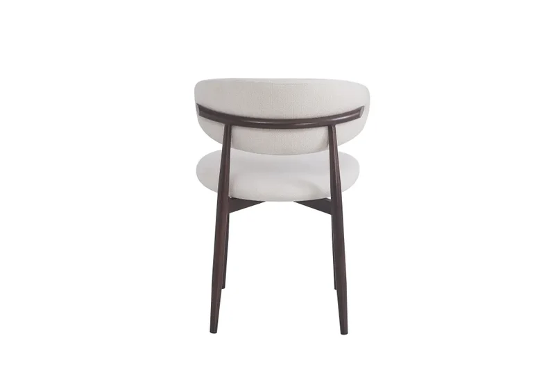 Chaise salle à manger – tissu beige - pied effet noyer grain – Lot de 2 / 4 – Lucile