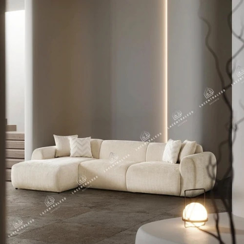 Canapé d'angle - Tissu Marbella beige - Cloud