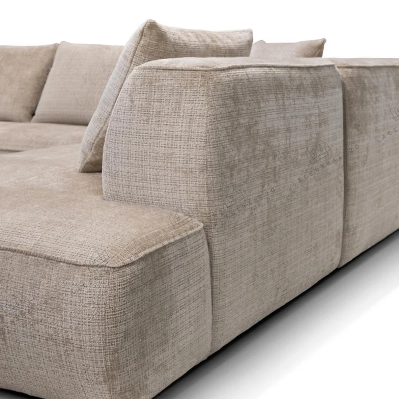 Canapé d'angle - Tissu Chenille beige - Monaco
