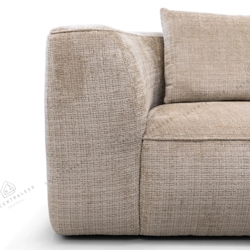 Canapé d'angle - Tissu Chenille beige - Monaco