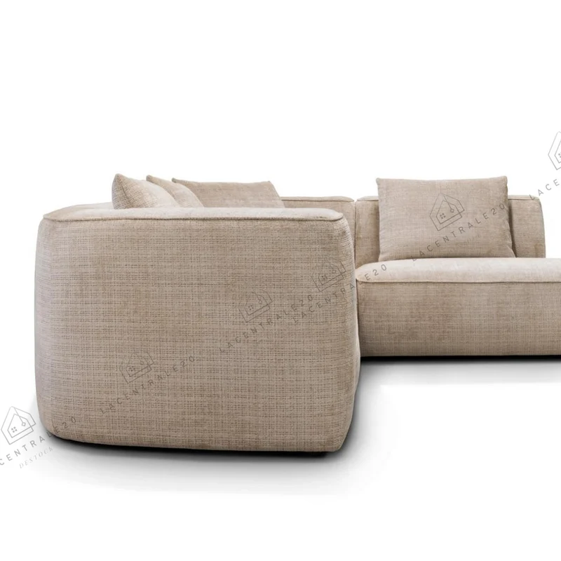 Canapé d'angle - Tissu Chenille beige - Monaco
