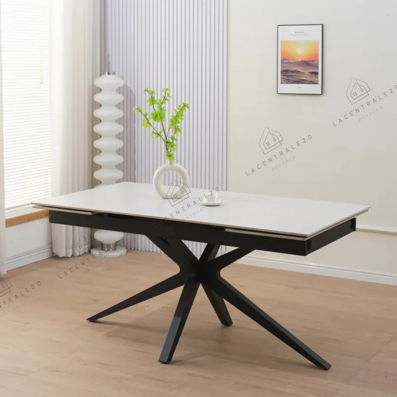 Table à manger - extensible - travertin blanc - Tania