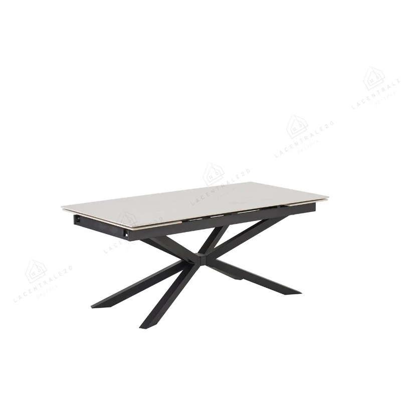 Table à manger - Extensible - céramique travertin Blanc - Nana