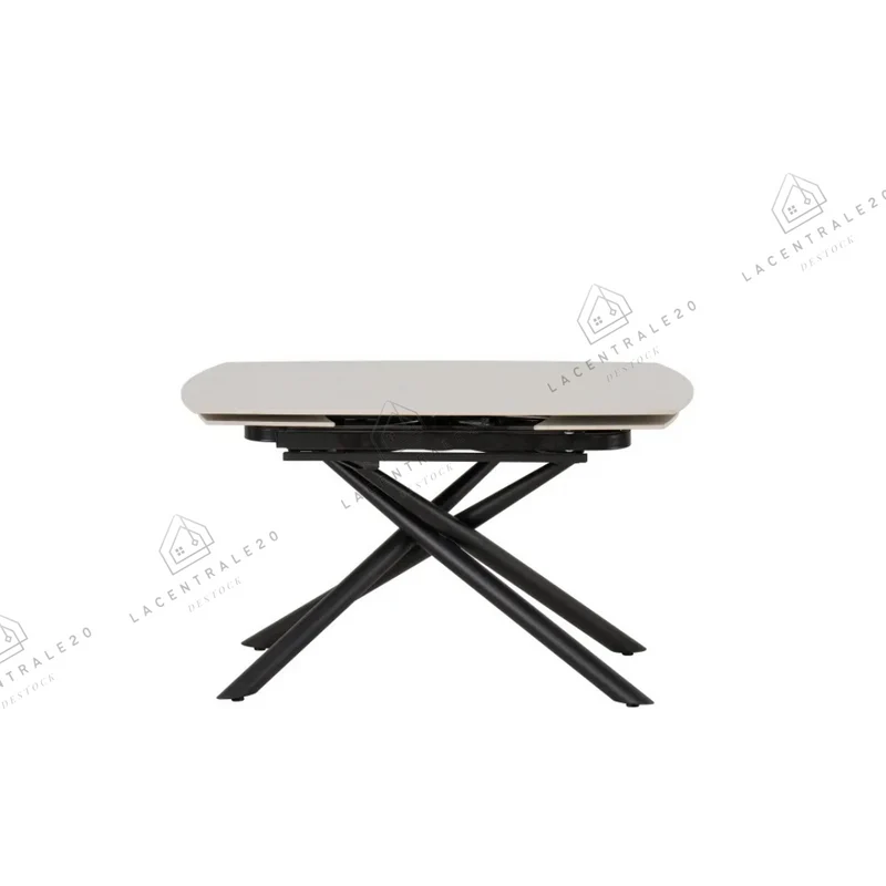 Table à manger - Extensible - Céramique Travertin Blanc - Nysa
