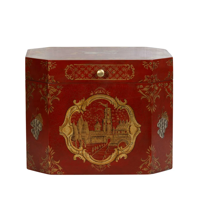 Kyoto rouge n°2 Boîte à thé en bois et fer