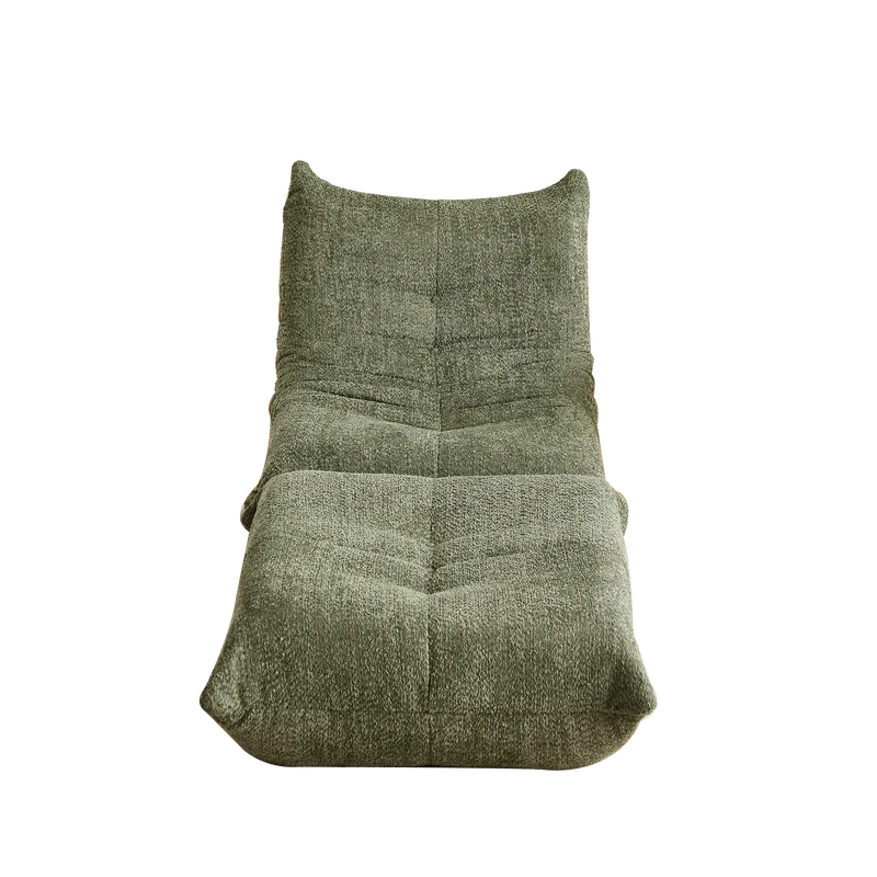 Fauteuil convertible chenille vert avec repose-pieds sans accoudoirs VERTEXKAELISYNOR