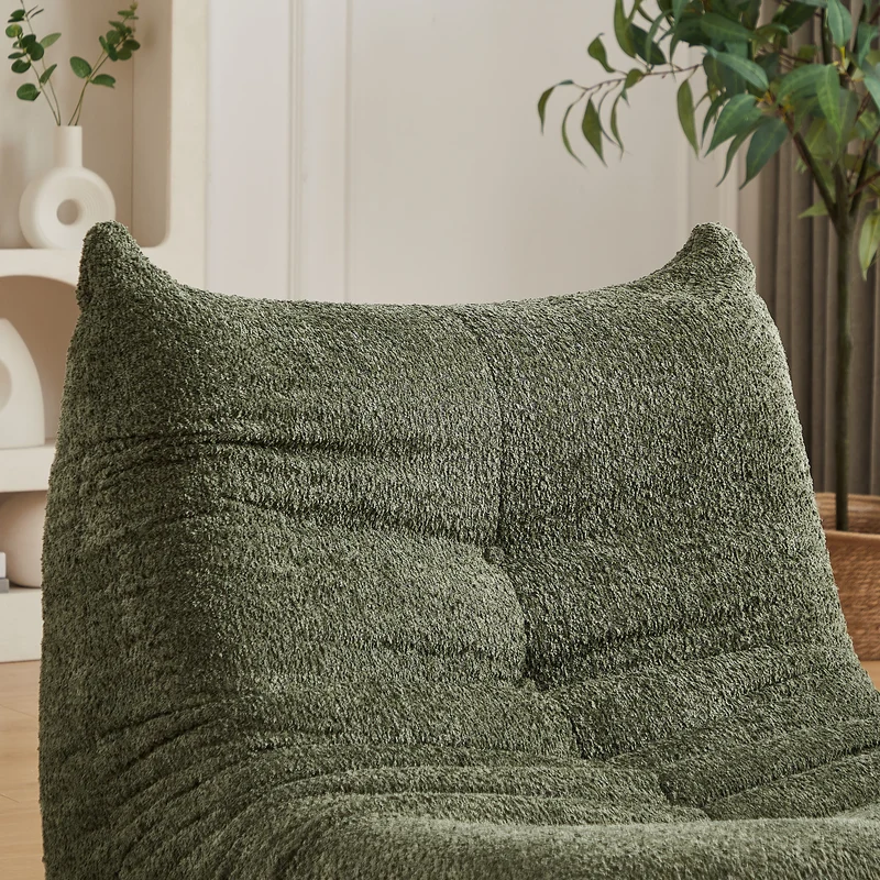 Fauteuil convertible chenille vert avec repose-pieds sans accoudoirs VERTEXKAELISYNOR