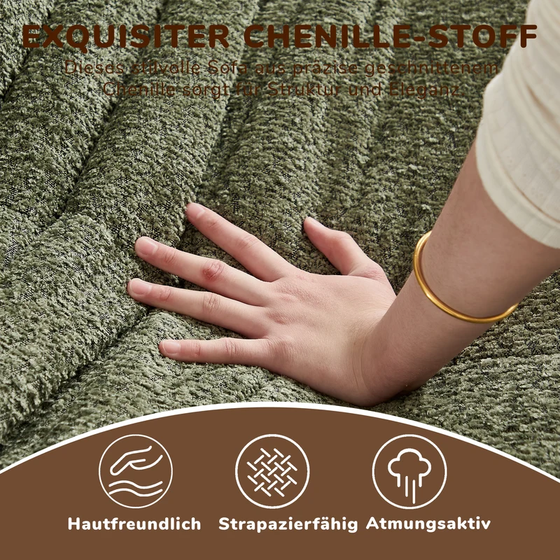 Fauteuil convertible chenille vert avec repose-pieds sans accoudoirs VERTEXKAELISYNOR