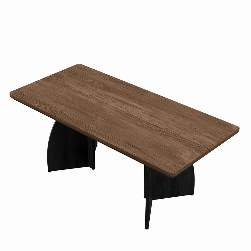 Table à manger moderne effet noyer, plateau épais de 4 cm et pieds sculpturaux 160x80 cm MODERNIRONSTYLE