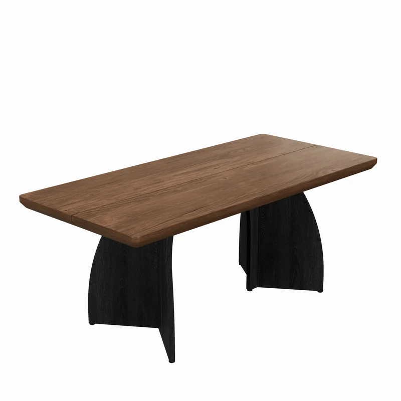 Table à manger moderne effet noyer, plateau épais de 4 cm et pieds sculpturaux 160x80 cm MODERNIRONSTYLE