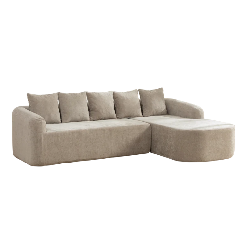 Canapé d'angle 3-4 places modulable en tissu chenille gris sans montage MODERNFLOORART