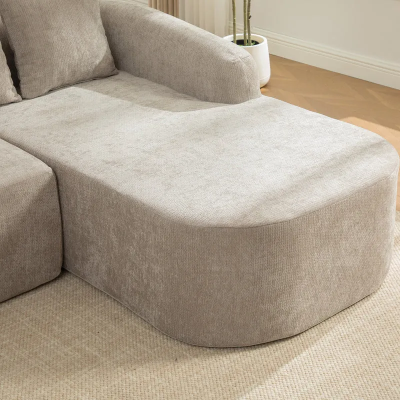 Canapé d'angle 3-4 places modulable en tissu chenille gris sans montage MODERNFLOORART