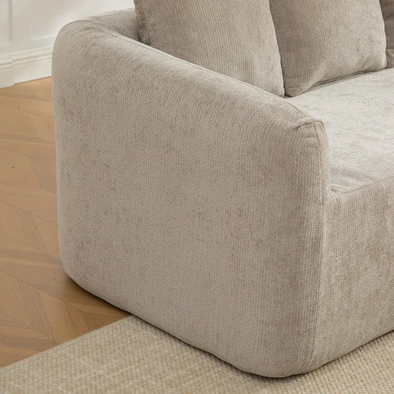 Canapé d'angle 3-4 places modulable en tissu chenille gris sans montage MODERNFLOORART
