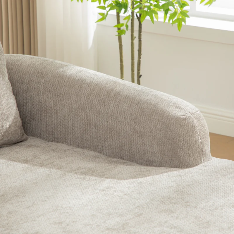 Canapé d'angle 3-4 places modulable en tissu chenille gris sans montage MODERNFLOORART