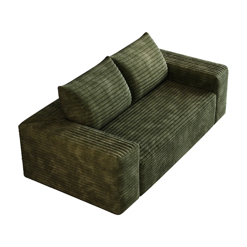 Canapé 2 places Loveseat en velours côtelé vert sans montage 180x90x83cm MODERNCURTAINHOME
