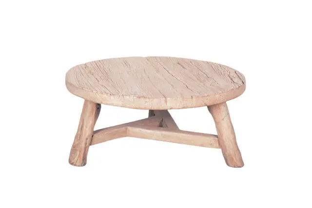 Table Basse Ronde en Orme ancien