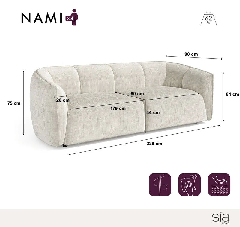 Canapé 4 places NAMI velours tramé