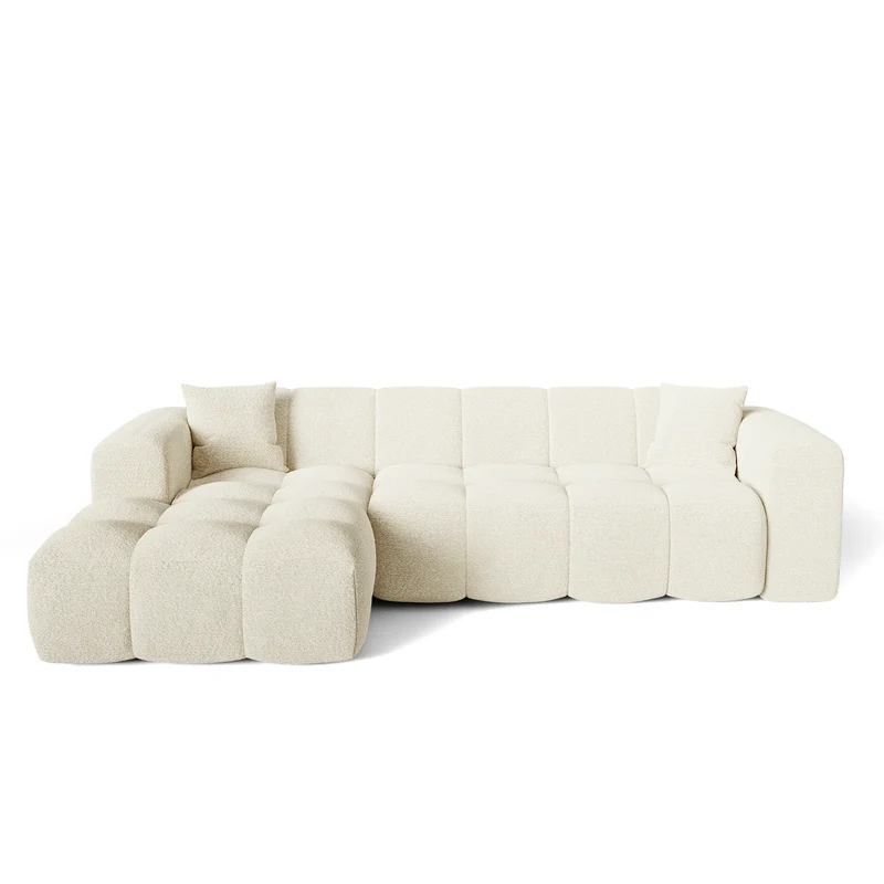 Canapé angle gauche COVA tissu bouclette