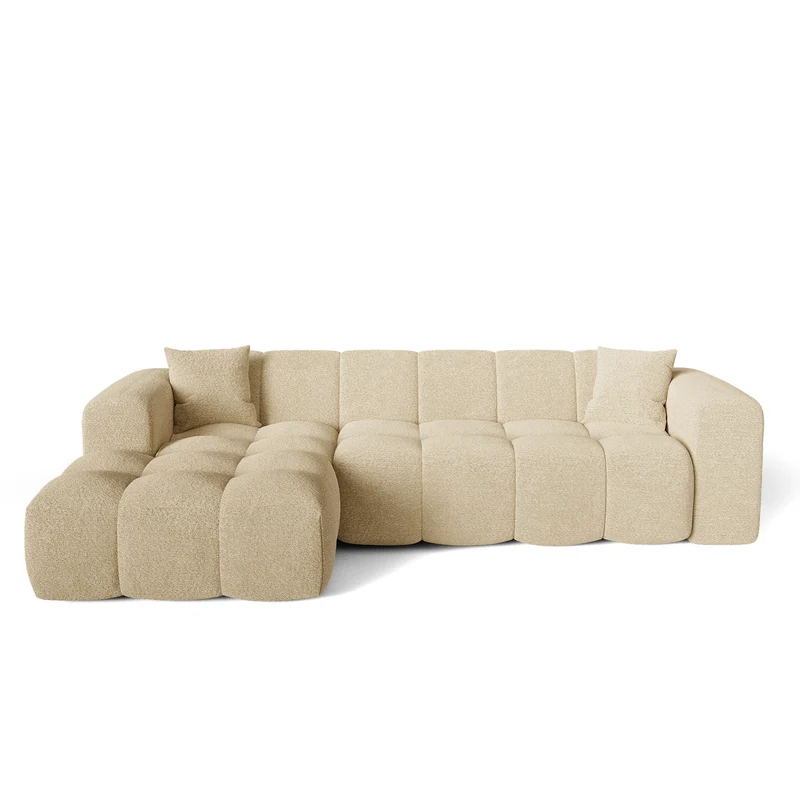 Canapé angle gauche COVA tissu bouclette