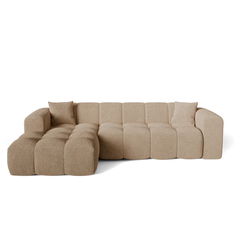 Canapé angle gauche COVA tissu bouclette