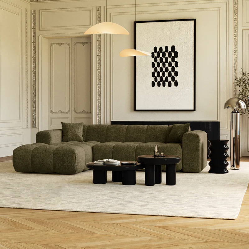 Canapé angle gauche COVA tissu bouclette
